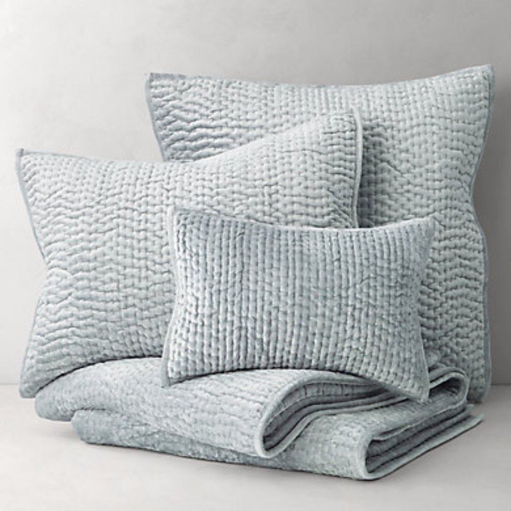 RH Teen Channel-Stitched Luster Velvet Quilt & Sham Set
